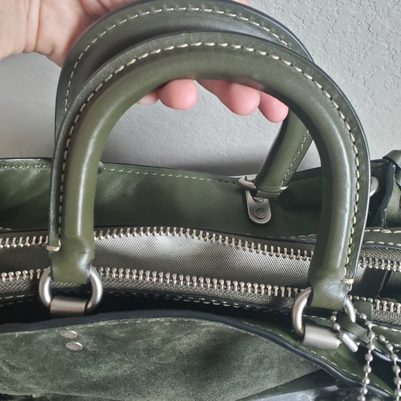 Coach Rogue 30 Suede With Fringe In Fern - Picture 11 of 14